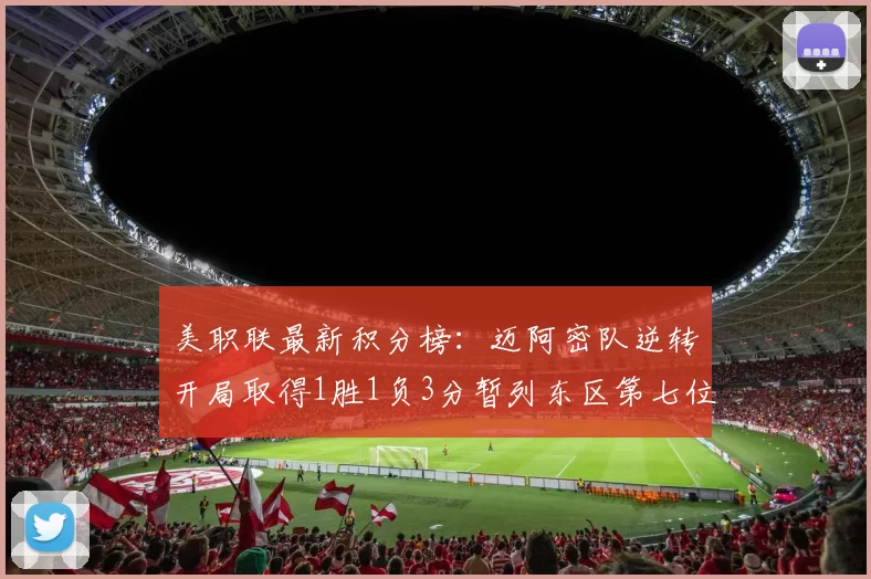 美职联最新积分榜：迈阿密队逆转开局取得1胜1负3分暂列东区第七位